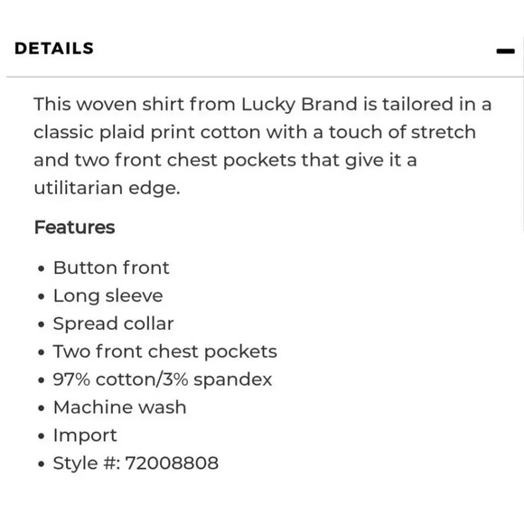 Lucky Brand Men's Blue Plaid Long Sleeve Medium Shirt NEW MSRP $69.50 - Picture 5 of 5